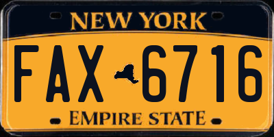 NY license plate FAX6716