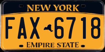 NY license plate FAX6718