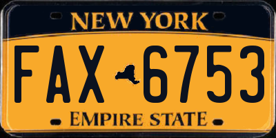 NY license plate FAX6753