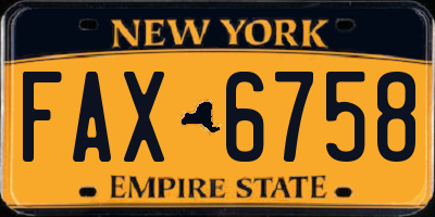 NY license plate FAX6758