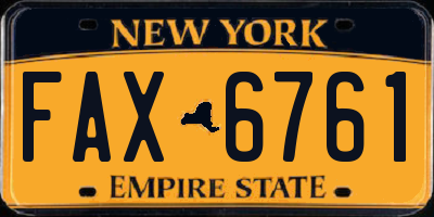 NY license plate FAX6761