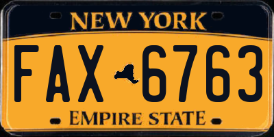 NY license plate FAX6763