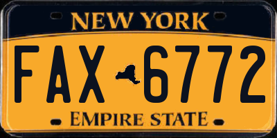 NY license plate FAX6772