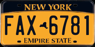 NY license plate FAX6781