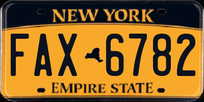 NY license plate FAX6782