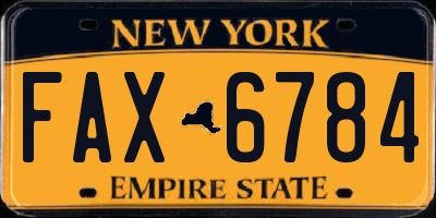 NY license plate FAX6784