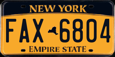 NY license plate FAX6804