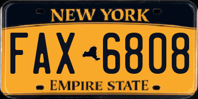 NY license plate FAX6808