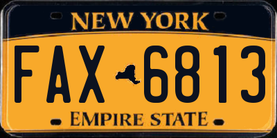 NY license plate FAX6813