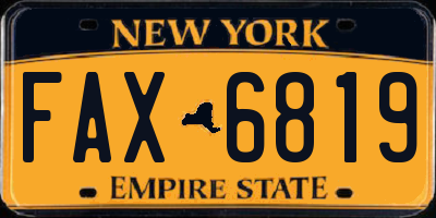 NY license plate FAX6819
