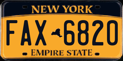 NY license plate FAX6820