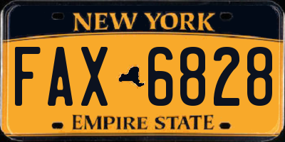 NY license plate FAX6828