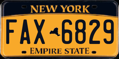 NY license plate FAX6829