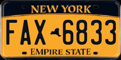 NY license plate FAX6833