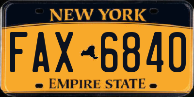 NY license plate FAX6840