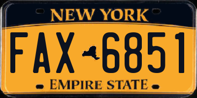 NY license plate FAX6851
