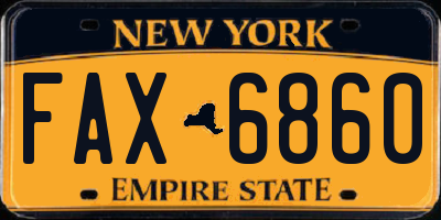 NY license plate FAX6860