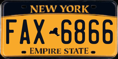 NY license plate FAX6866