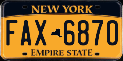 NY license plate FAX6870