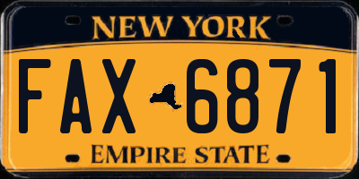 NY license plate FAX6871