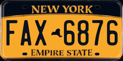 NY license plate FAX6876