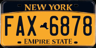 NY license plate FAX6878
