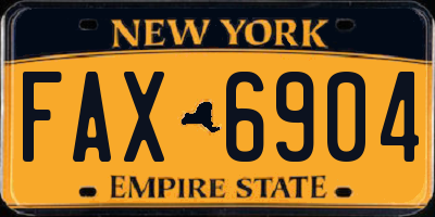 NY license plate FAX6904