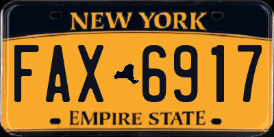 NY license plate FAX6917