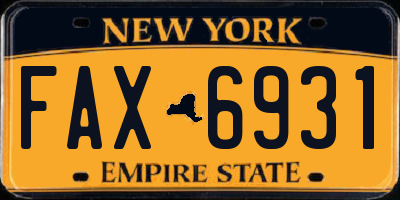 NY license plate FAX6931