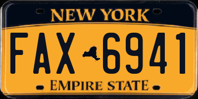 NY license plate FAX6941