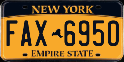 NY license plate FAX6950