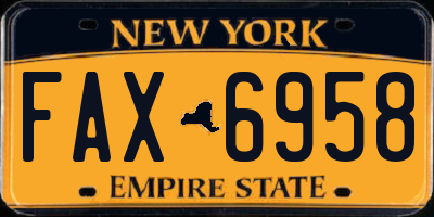 NY license plate FAX6958