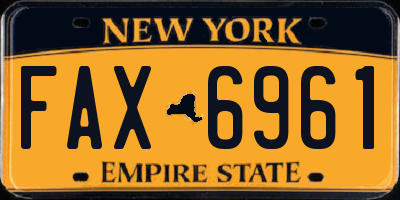 NY license plate FAX6961