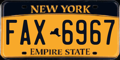 NY license plate FAX6967