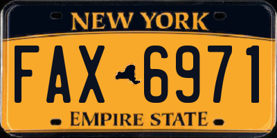 NY license plate FAX6971