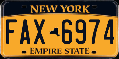 NY license plate FAX6974