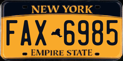 NY license plate FAX6985