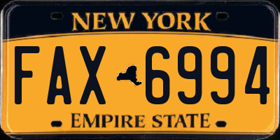 NY license plate FAX6994