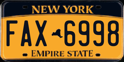 NY license plate FAX6998