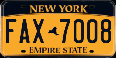 NY license plate FAX7008