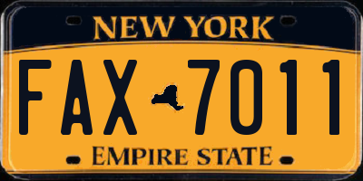 NY license plate FAX7011