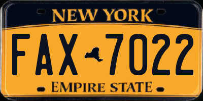 NY license plate FAX7022