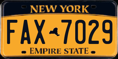 NY license plate FAX7029