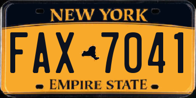 NY license plate FAX7041