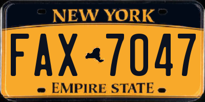 NY license plate FAX7047