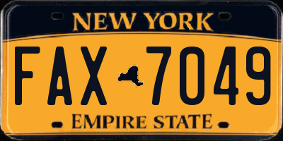 NY license plate FAX7049