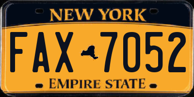NY license plate FAX7052