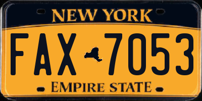 NY license plate FAX7053