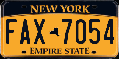 NY license plate FAX7054