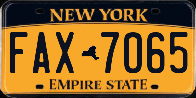 NY license plate FAX7065